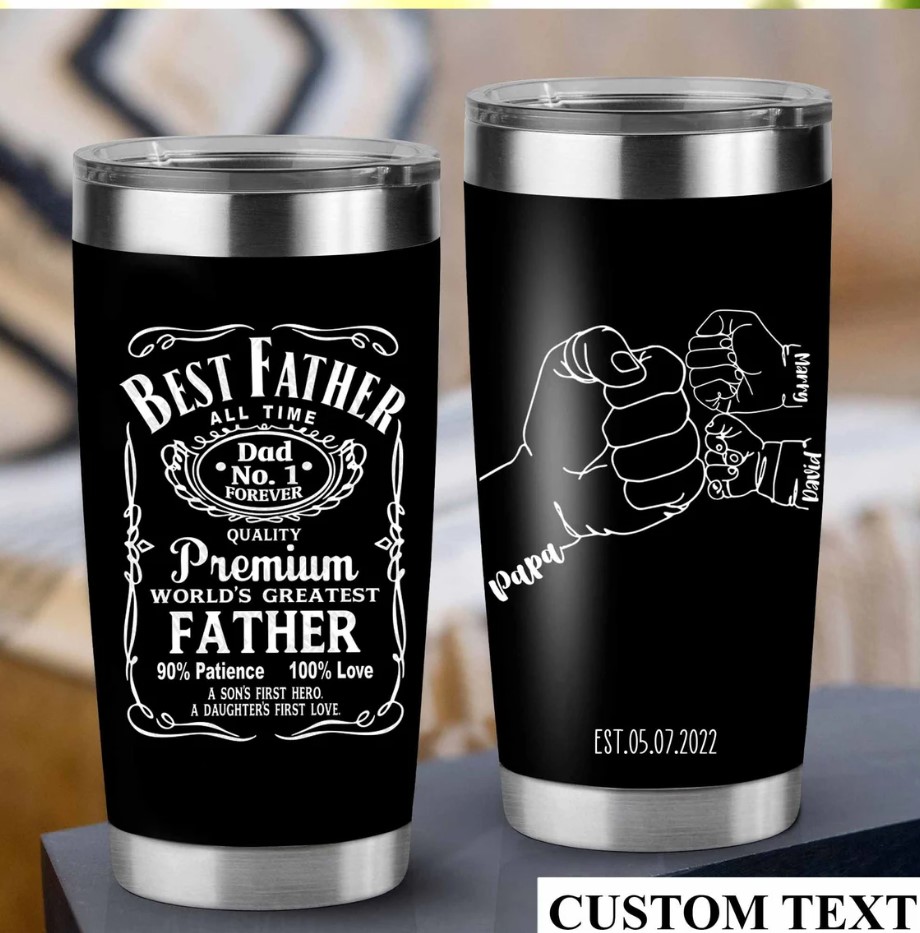 Est Father All Time Dad No 1 Tumbler Customized Name Funny Fathers Day Gift Dad Tumbler Fathers Day Tumbler